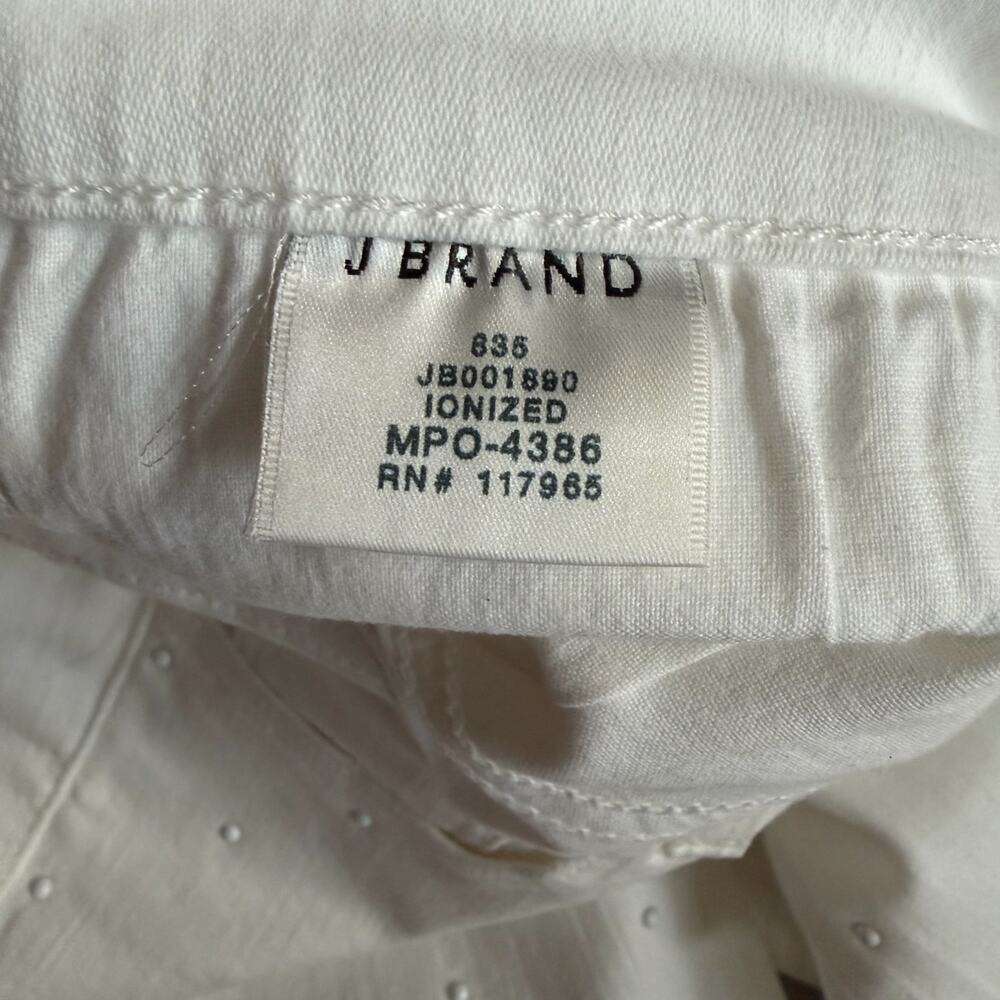 J Brand White Skinny Jeans Size 27 Textured Dot Stretch Denim - Picture 7 of 13